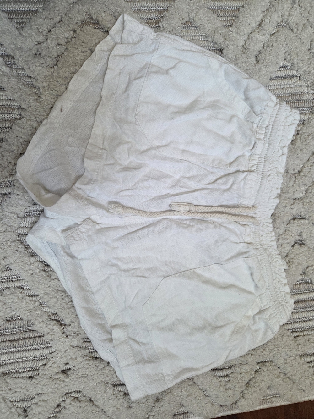 Women's White Drawstring Lounge Shorts